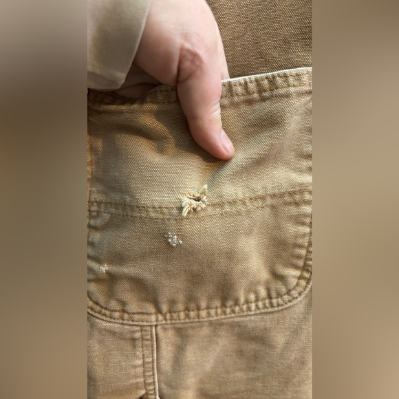 Vintage Carhartt Bib Overalls 48x28 Tan Workwear USA - Picture 4 of 5